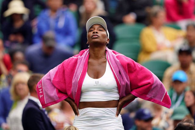 Venus Williams suffered a nasty fall as her Centre Court return ended in defeat (Zac Goodwin/PA)