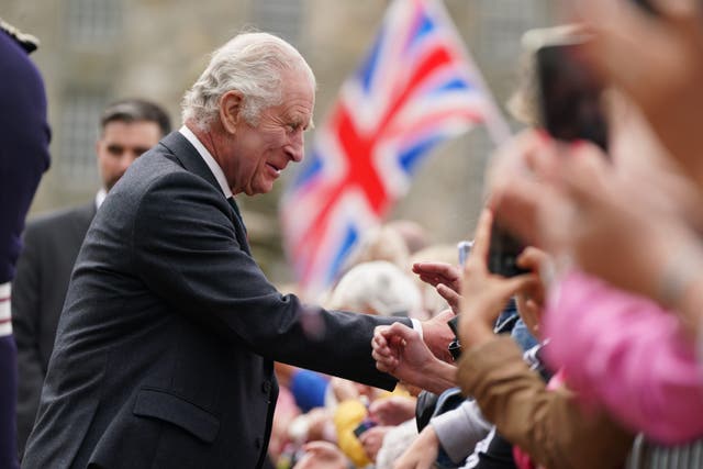 The King meets members of the public during his visit to Kinneil House in Edinburgh (Andrew Milligan/PA)