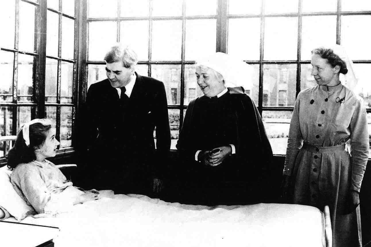 Aneurin Bevan (second left) launched the NHS at Park Hospital, now named Trafford General Hospital, in Manchester on July 5, 1948 (Trafford Healthcare NHS Trust)