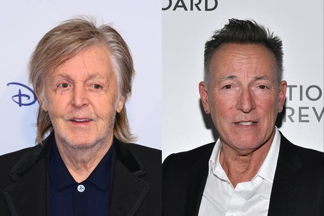 <p>Paul McCartney (left) and Bruce Springsteen</p>