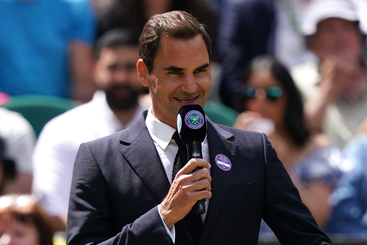 Roger Federer returns to Wimbledon for a celebration on an action