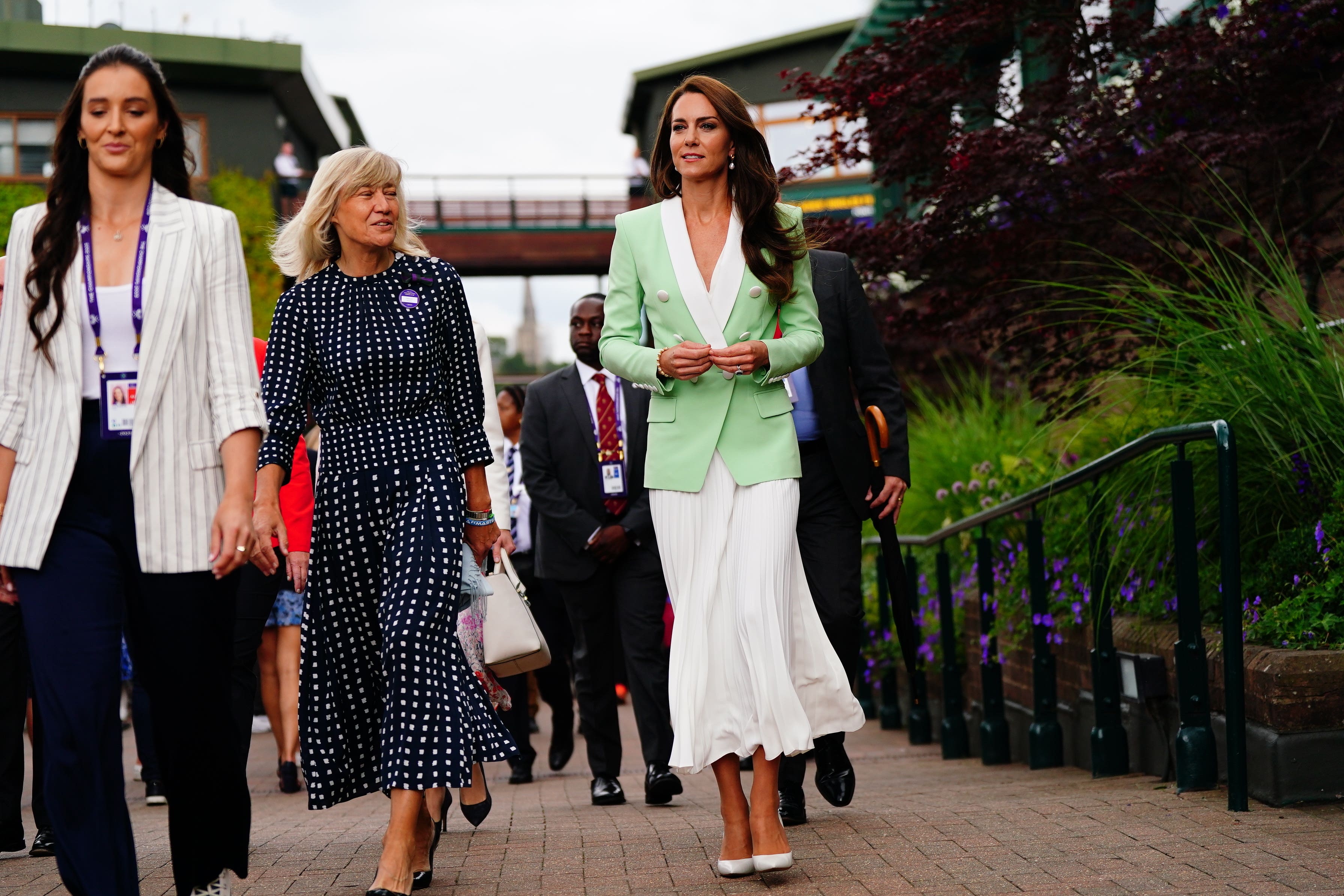 The Princess of Wales has worn a retro-inspired two-piece to watch matches at Wimbledon (Victoria Jones/PA)