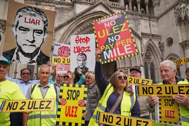 Five Conservative-led councils have launched a High Court challenge to London Mayor Sadiq Khan’s plan to expand London’s ultra low emission zone (Lucy North/PA)