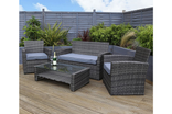 Charles Bentley 4 seater rattan garden furniture set, grey