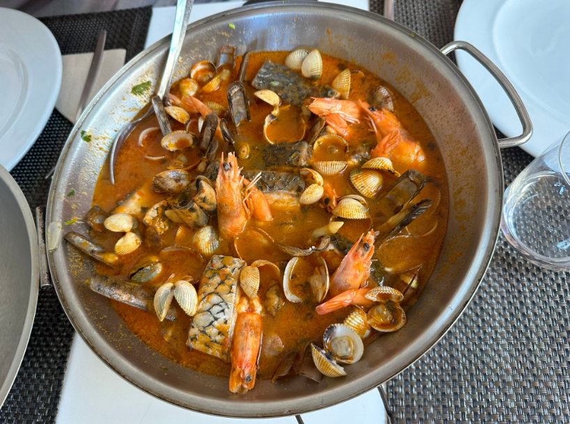 ‘Cataplana’ is a local speciality: stew cooked in a traditional, clam-shaped metal pot