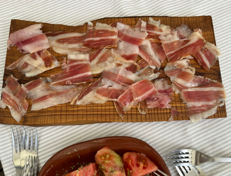 Mouth-watering slices of ‘presunto’, the famed dry-cured pig thigh