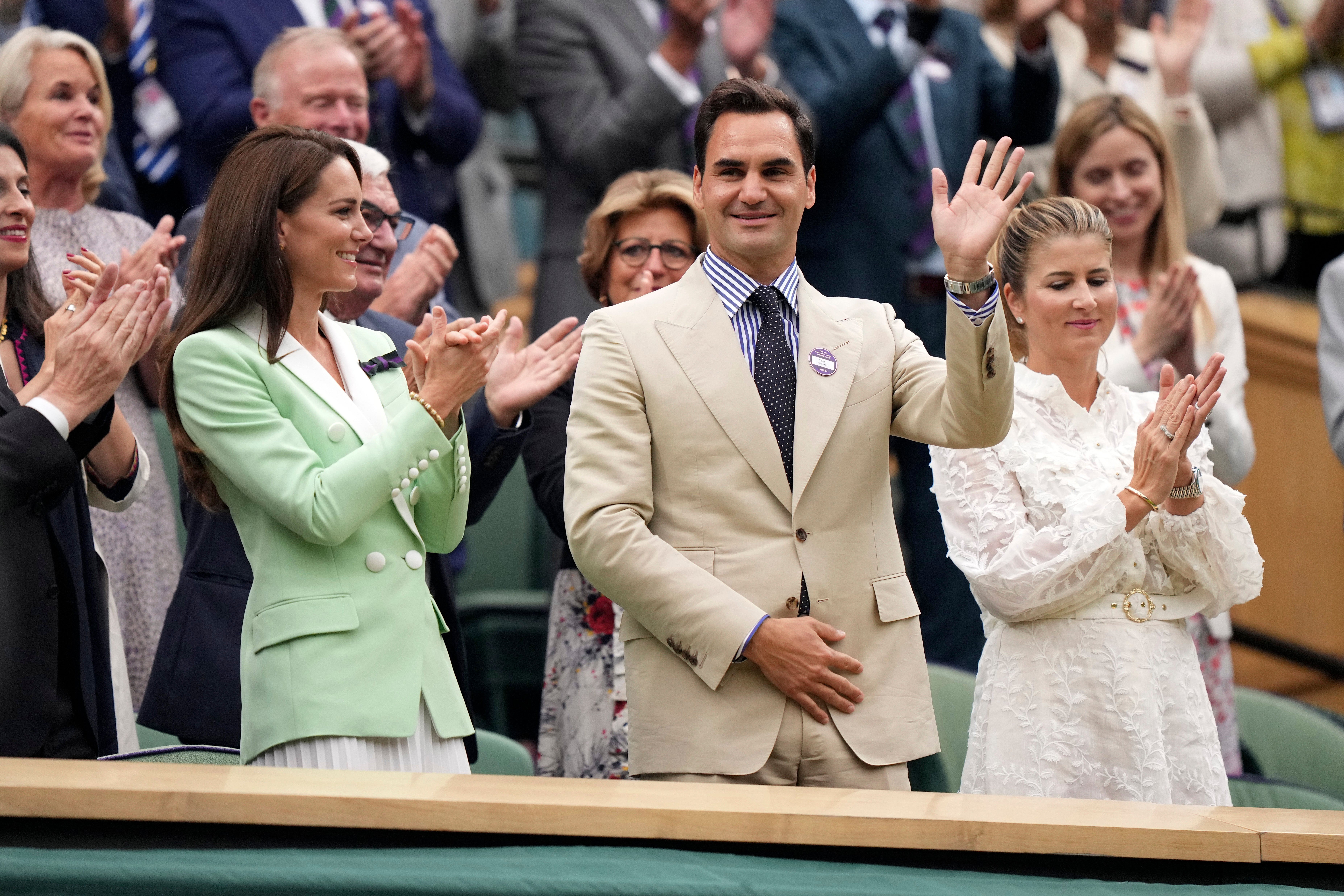 Roger Federer and the Princess of Wales watch from the Royal Box