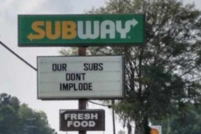 <p>A Subway location in Georgia made light of the Titanic sub disaster on its sign</p>