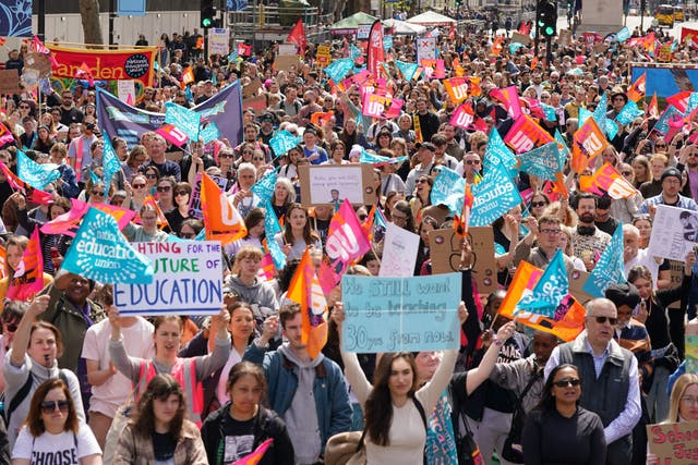During the most recent strikes on May 2, Department for Education data suggests that 50% of state schools in England were open but restricting attendance (PA)