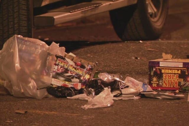 <p>Rubbish strewn in the street in the aftermath of the DC July 4 shooting</p>