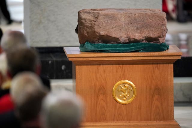 <p>The Stone of Destiny, which is also known as the Stone of Scone, ahead of the National Service of Thanksgiving and Dedication</p>