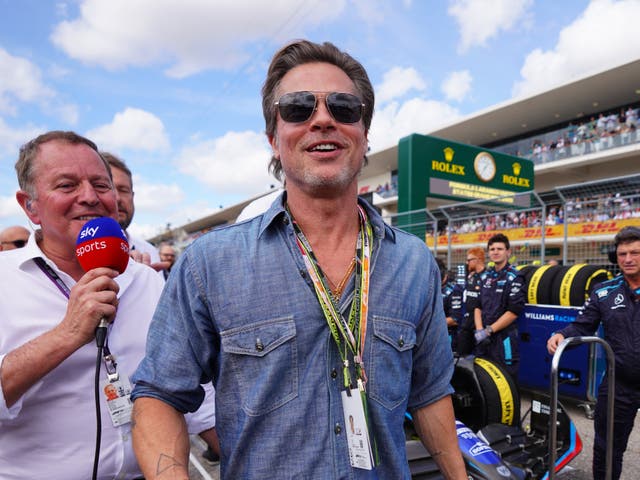 <p>Brad Pitt visits Williams Racing during the Formula 1 United States Grand Prix at Circuit of The Americas on October 23, 2022 in Austin, Texas. (Photo by Alex Bierens de Haan/Getty Images for Williams Racing)</p>
