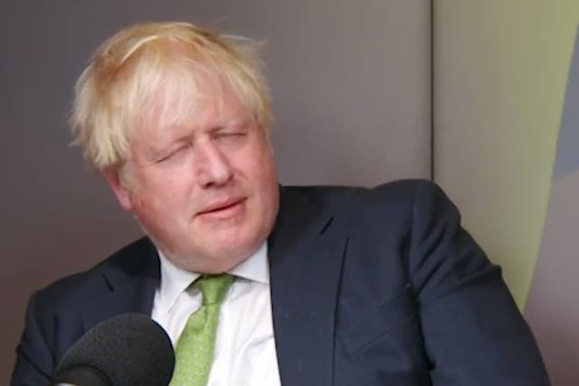 <p>Boris Johnson pretends to fall asleep during podcast interview</p>