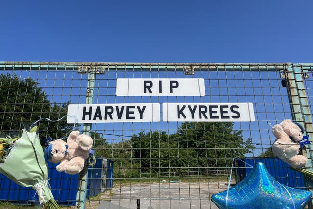 Floral tributes left to Kyrees Sullivan and Harvey Evans on Snowden Road, Ely, Cardiff (Rod Minchin/PA)