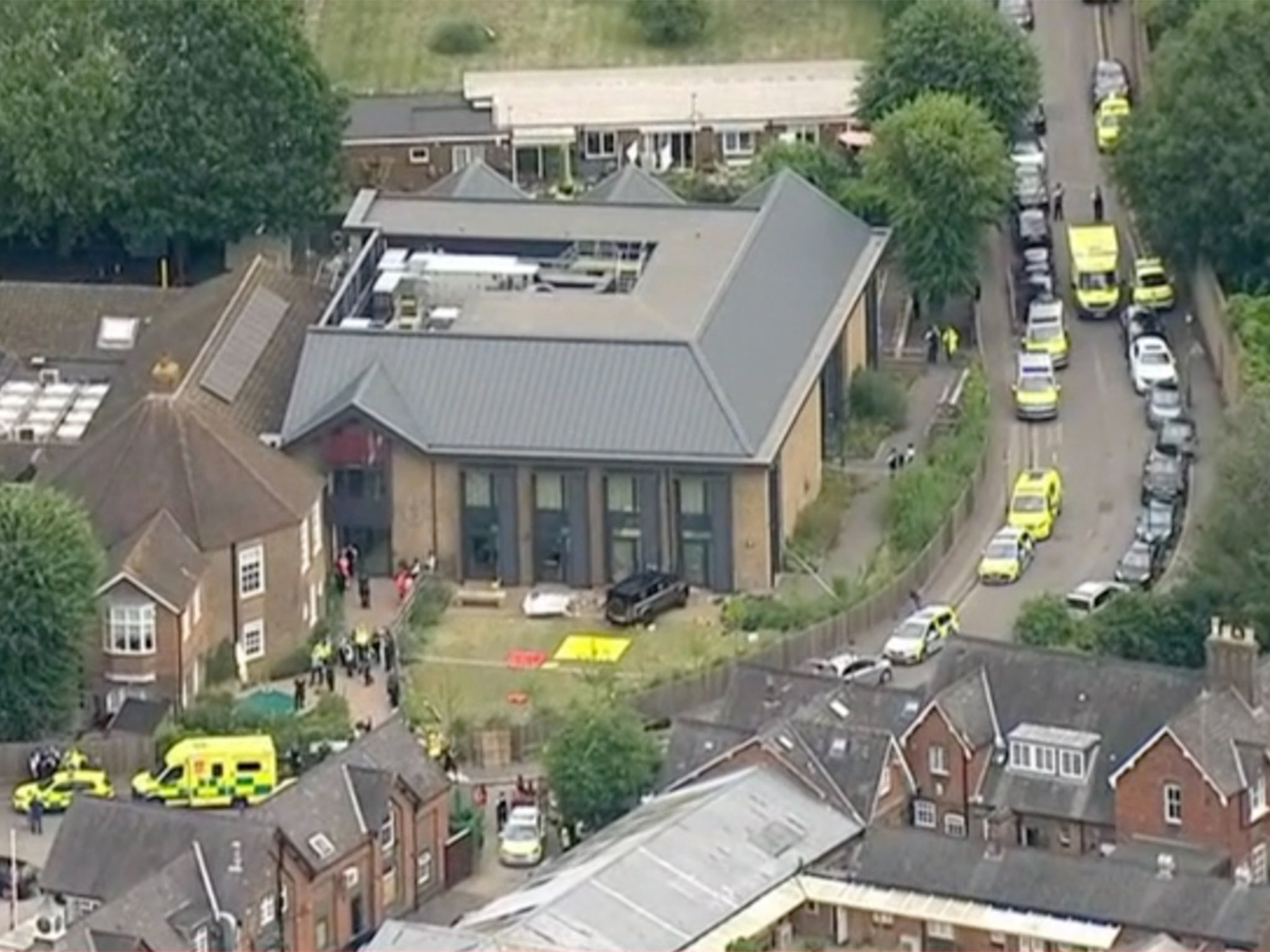 Pictures from the scene show a huge emergency services presence as personnel have been responding to the “major incident” at Wilberforce House, The Study Preparatory School on Camp Road on Thursday morning