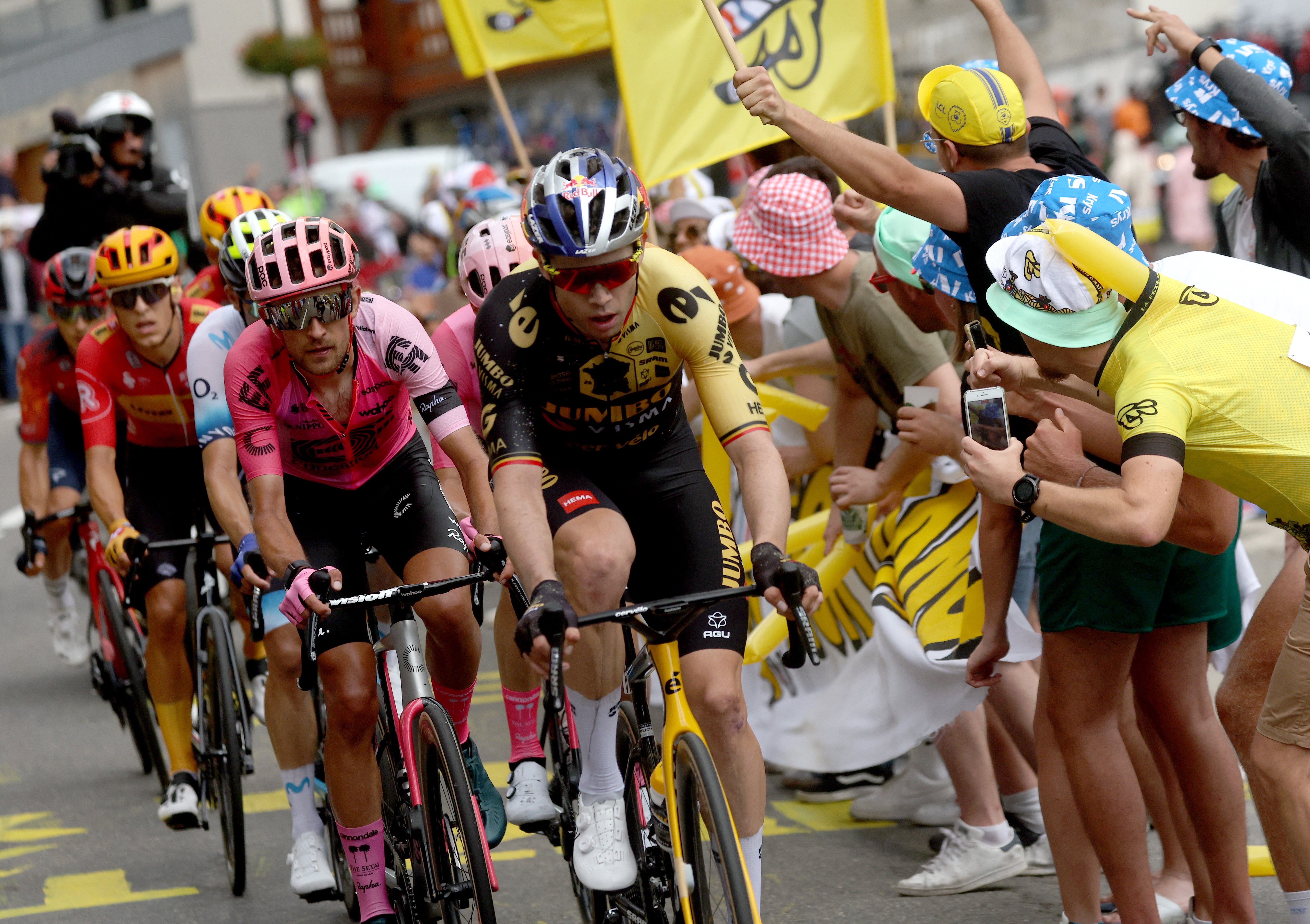 Wout van Aert leads the breakaway up the Col du Tourmalet