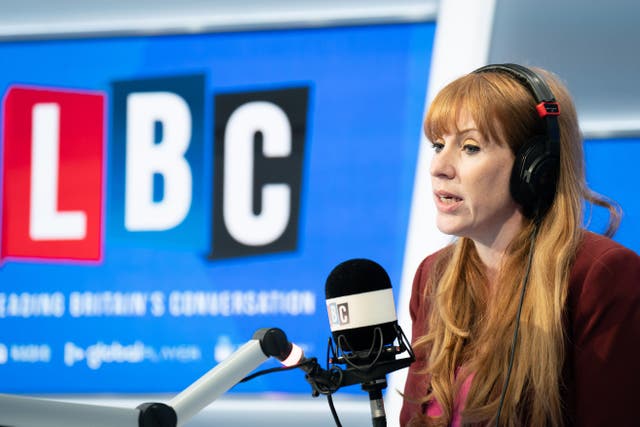 Deputy Labour party leader Angela Rayner made her comments on an LBC phone-in (James Manning/PA)