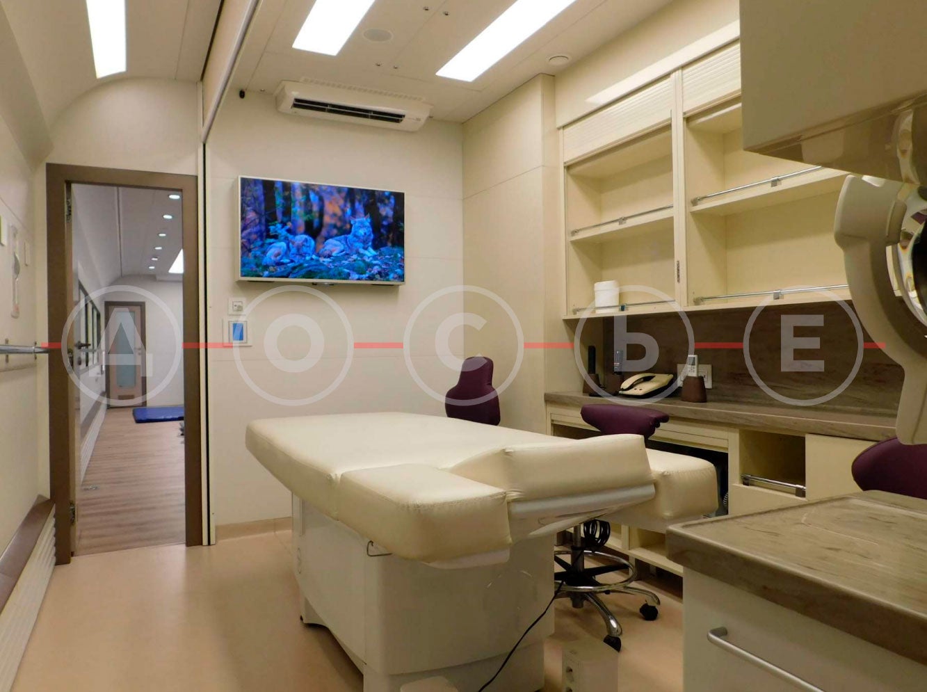 The medical suite includes a lung ventilator, defibrillator and a patient monitor