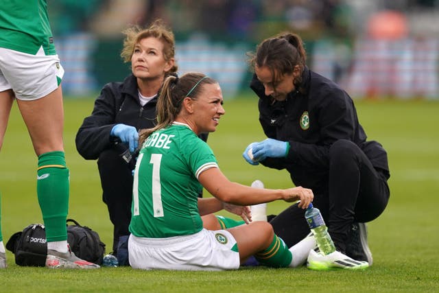 The Republic of Ireland are sweating on the World Cup fitness of injured captain Katie McCabe (Brian Lawless/PA)