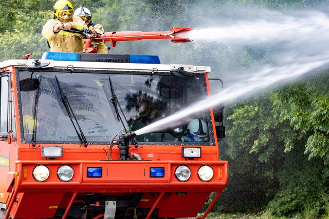 The armed forces of Ukraine receiving training on specialist firefighting vehicles at RAF Wittering (RAF)