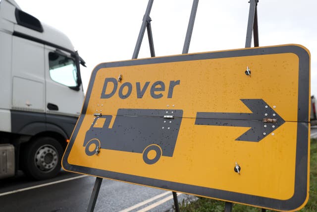 Travellers arriving in Dover for cross-Channel ferries are facing long queues (Andrew Matthews/PA)