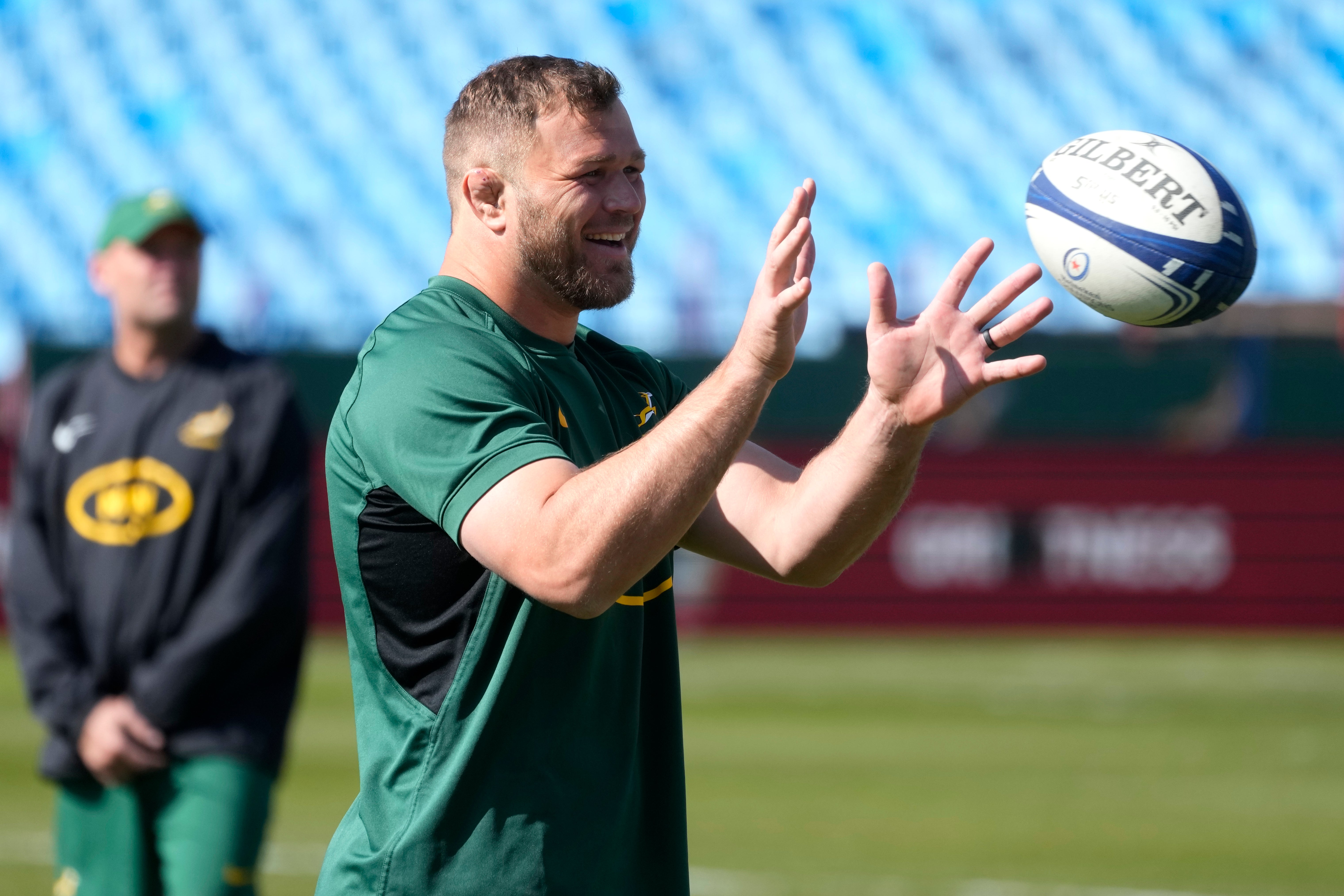<p>South Africa's captain Duane Vermeulen urges his side to perform against Tonga </p>