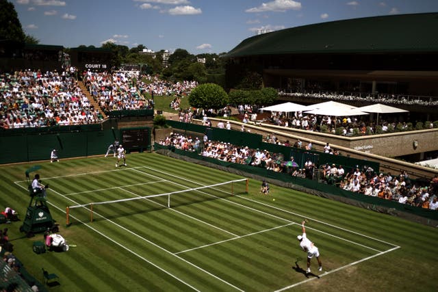 A general view of the action on Court 18 at Wimbledon (Victoria Jones/PA)