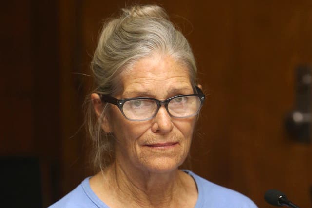 <p>Leslie Van Houten attends a parole hearing at the California Institution for Women in 2017. </p>
