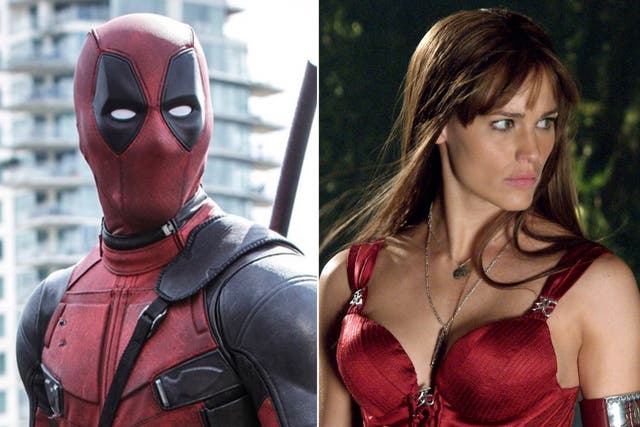 <p>Ryan Reynolds as Deadpool, and Jennifer Garner as Elektra</p>