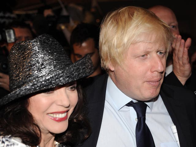 <p>Joan Collins and Boris Johnson attend the Caroline Charles Fashion Show during London Fashion Week at Somerset House on September 18, 2009</p>