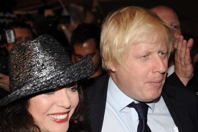 <p>Joan Collins and Boris Johnson attend the Caroline Charles Fashion Show during London Fashion Week at Somerset House on September 18, 2009</p>