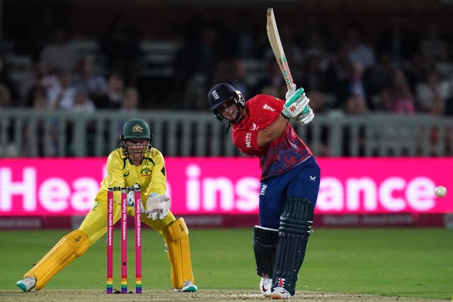 England’s Alice Capsey (right) batting at Lord’s (Nick Potts/PA).