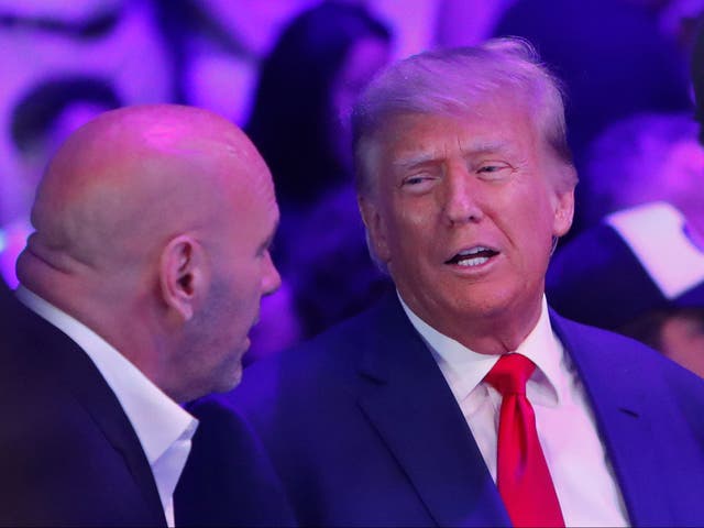 <p>Former US president Donald Trump (right) with UFC president Dana White</p>