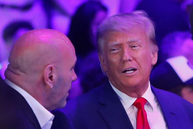 <p>Former US president Donald Trump (right) with UFC president Dana White</p>