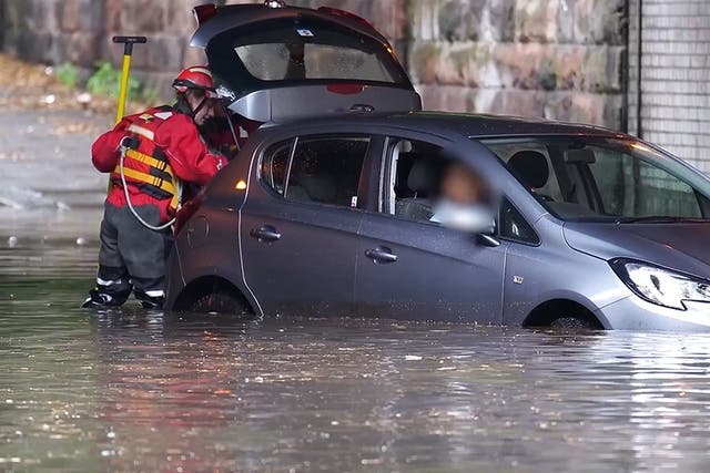 <p>Driver trapped in flash floods in Liverpool</p>