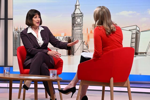 Shadow chancellor Rachel Reeves appearing on the BBC’s Sunday With Laura Kuenssberg (Jeff Overs/BBC/PA)