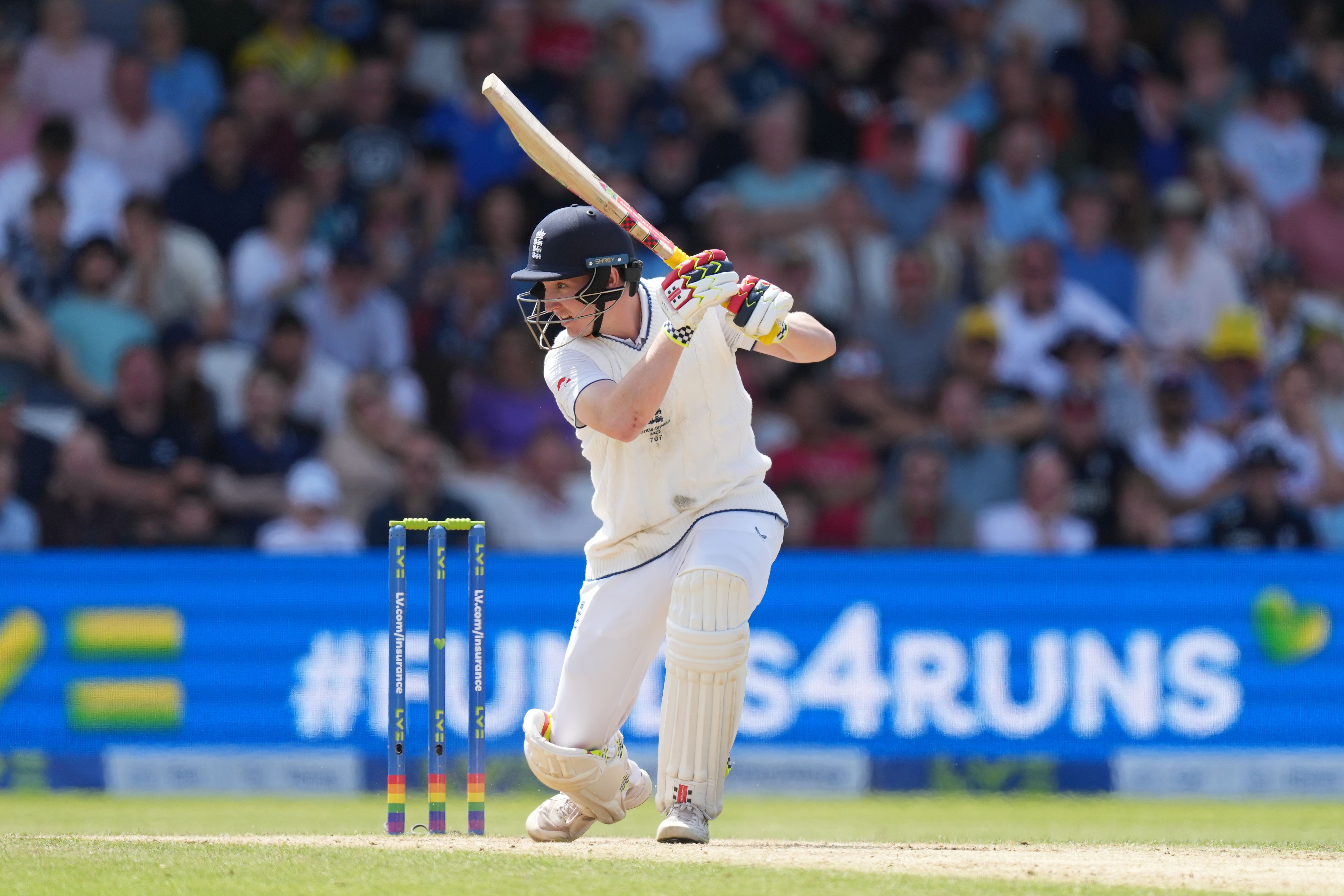 England’s Harry Brook in batting action during day four of the third Test (Danny Lawson/PA)