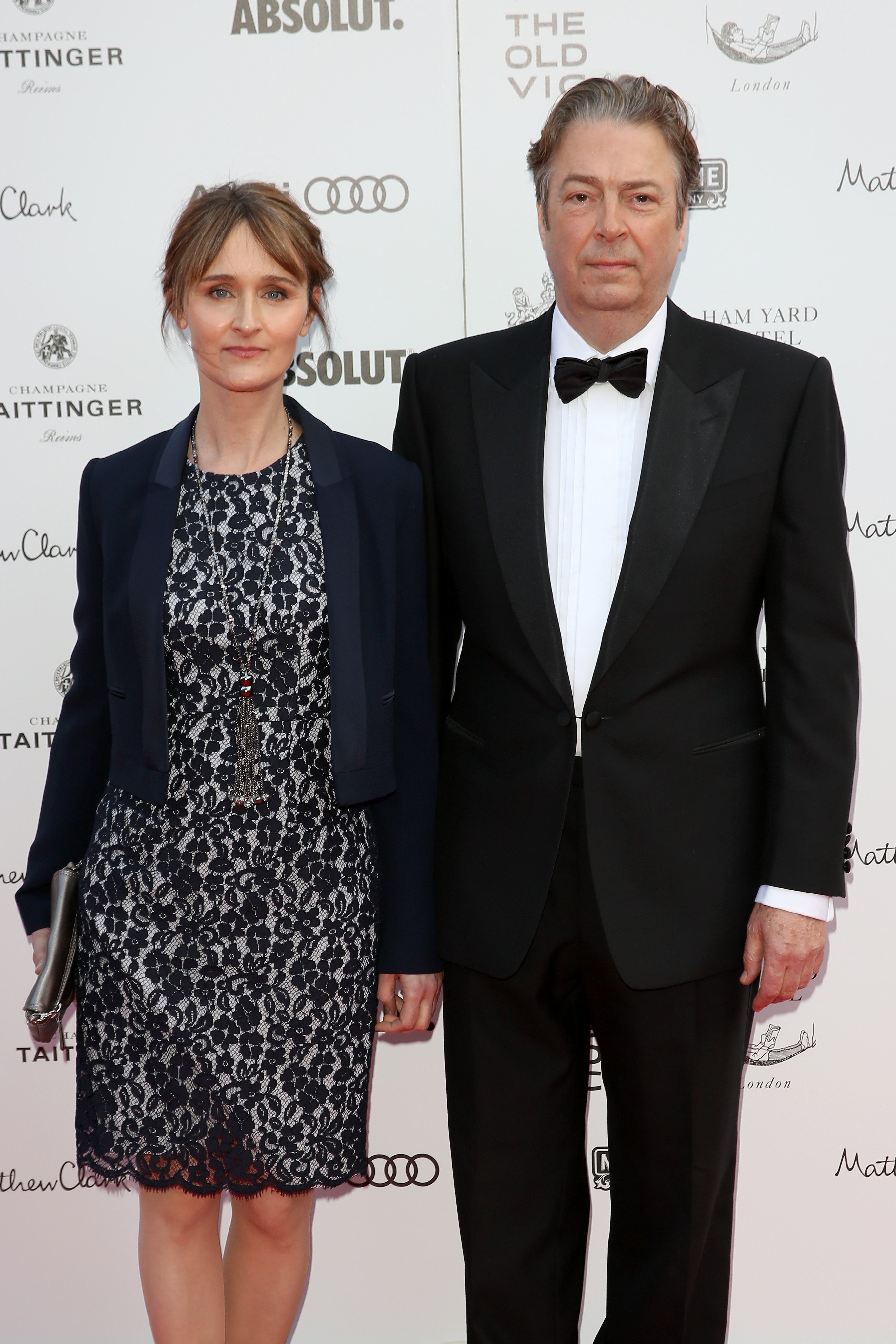 Rebecca Saire (L) and Roger Allam arrive at The Old Vic Theatre for a gala celebration in honour of Kevin Spacey as the artistic director's tenure comes to an end on April 19, 2015