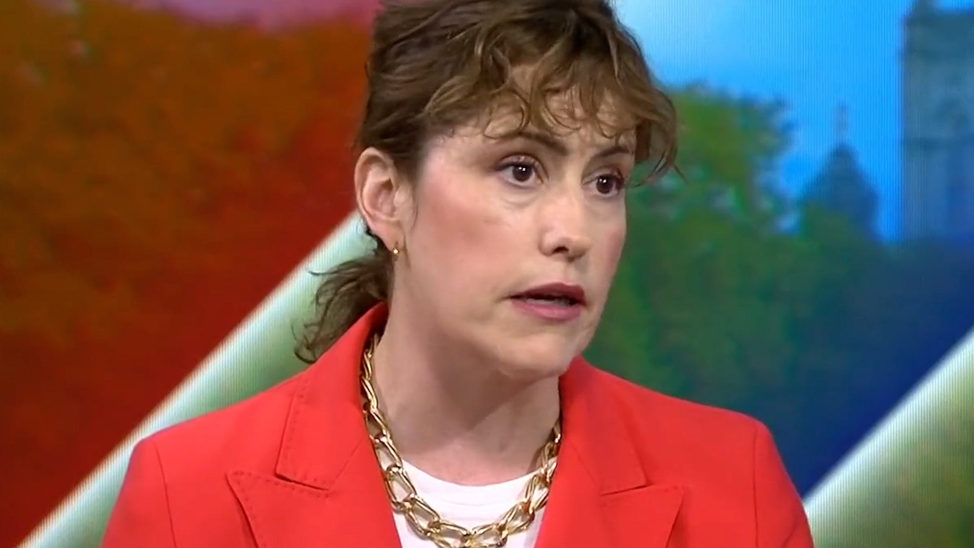 <p>Victoria Atkins asked how she feels about the children’s murals being painted over</p>