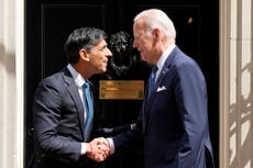 Biden news – live: Palace denies breach of royal protocol between King Charles and Biden during awkward moment