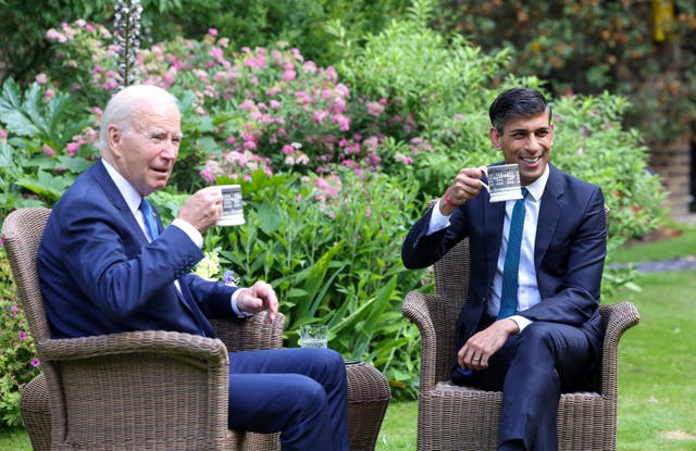 <p>Joe Biden and Rishi Sunak meet at No 10 on Monday </p>