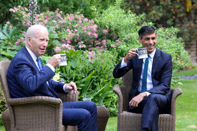 <p>Joe Biden and Rishi Sunak meet at No 10 on Monday </p>