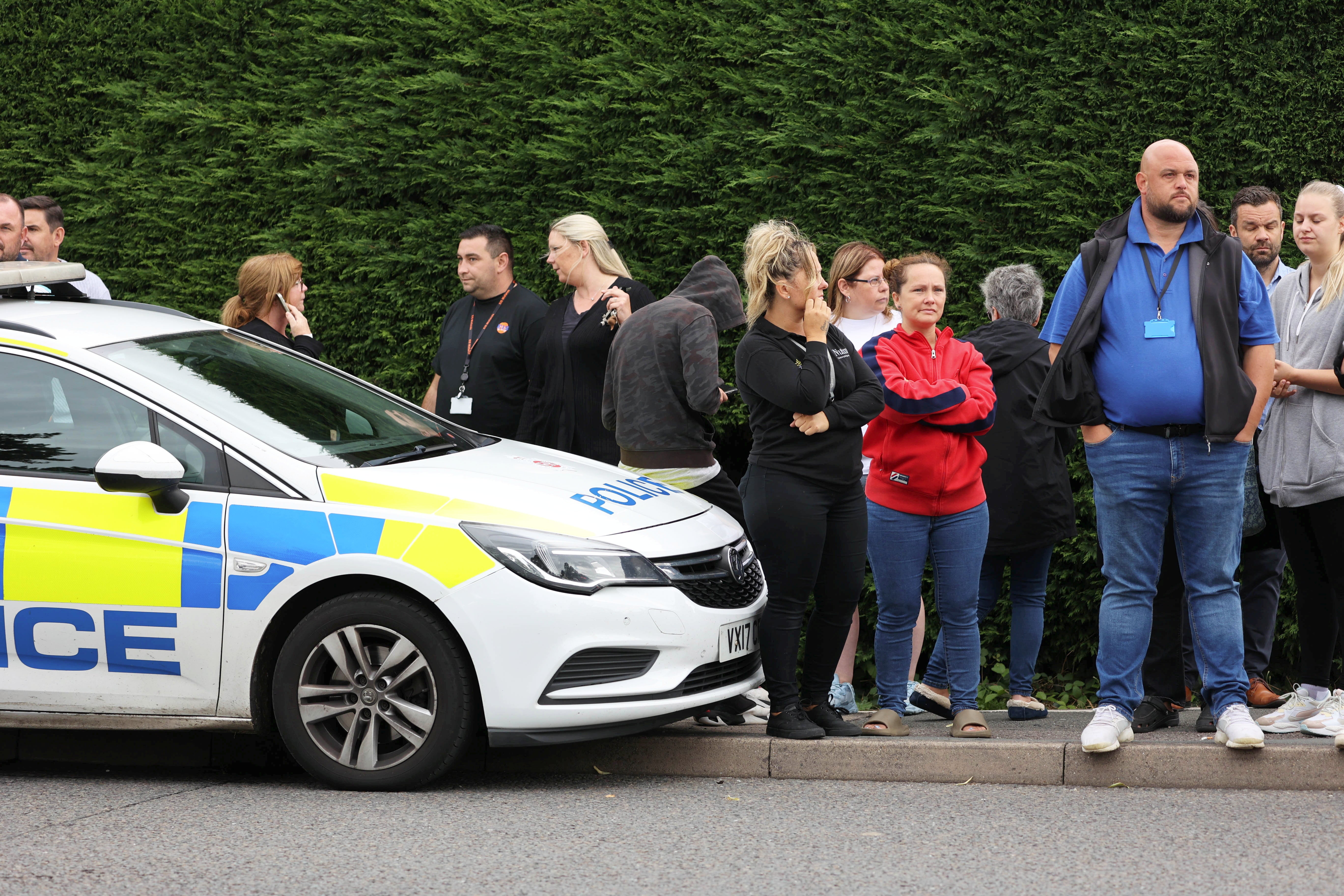 The scene at Alderman Knight School in Tewkesbury where someone has reportedly been stabbed