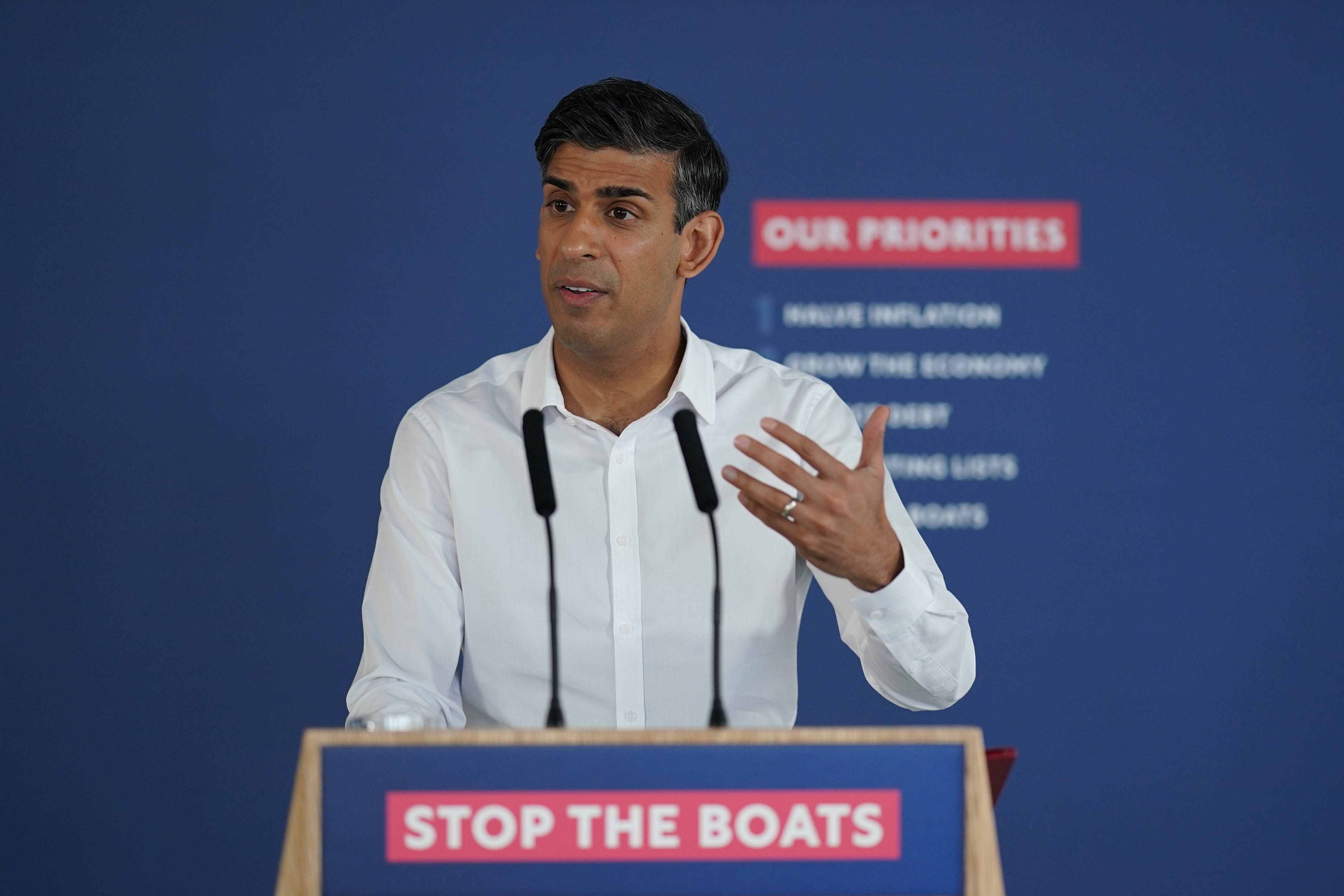 Prime Minister Rishi Sunak has promised to ‘stop the boats’ (Yui Mok/PA)