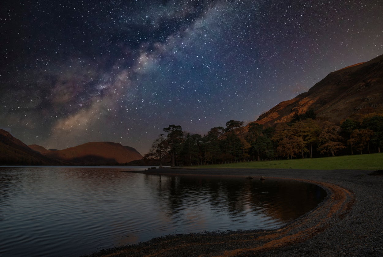 The clear skies over Buttermere in the Lake District