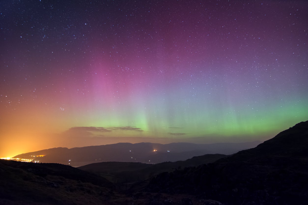 A strong storm made the Lights visible in Snowdonia in this photo