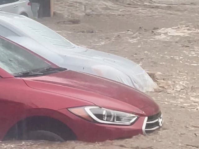 <p>Streets are flooded in Highland Falls, Orange County, New York on July 9, 2023</p>