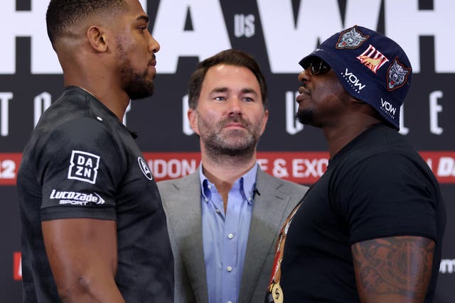 <p>Anthony Joshua (left) and Dillian Whyte will clash for a third time in August </p>