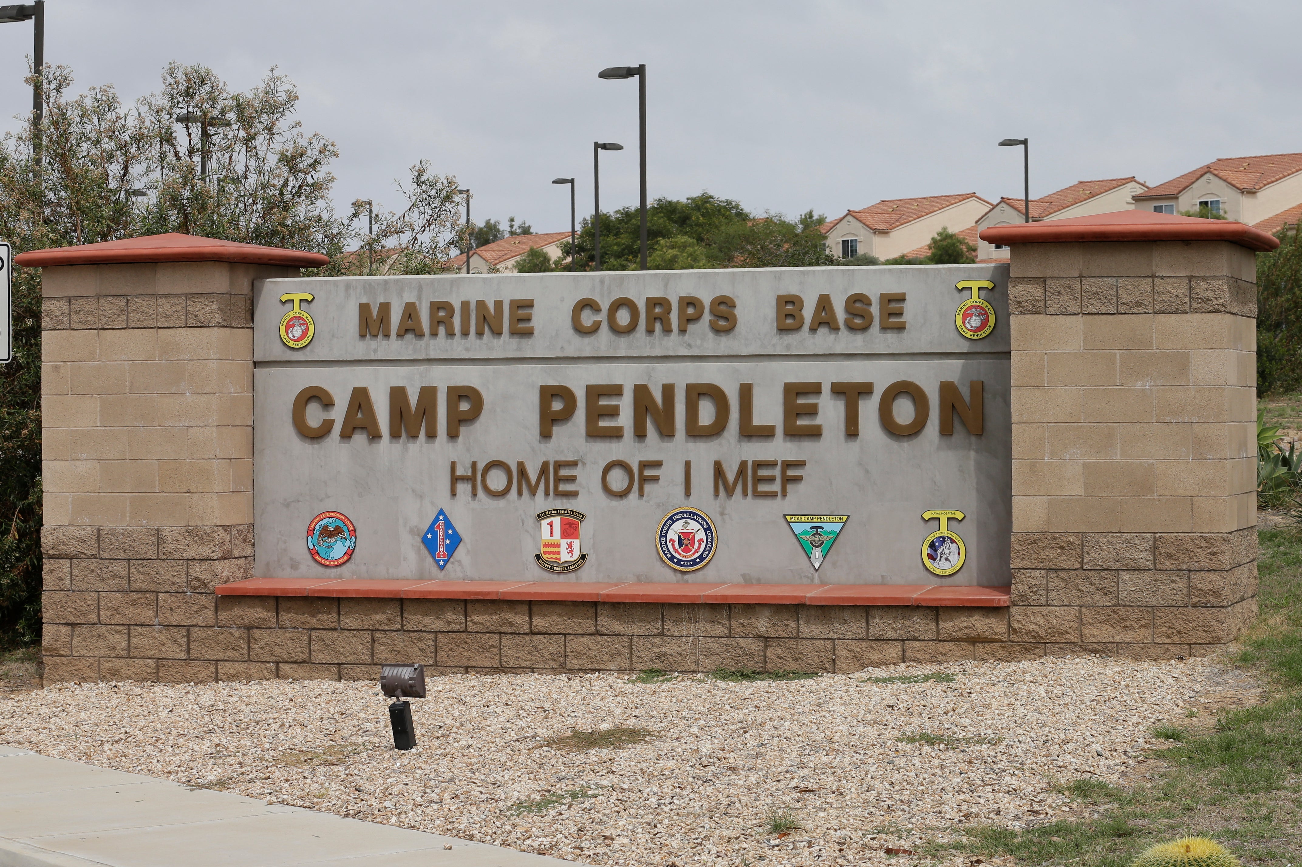 The entrance to Camp Pendleton Marine Base near Oceanside, California