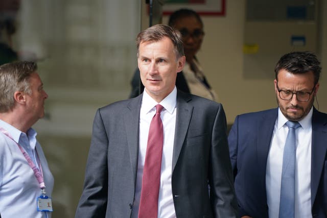 Chancellor of the Exchequer Jeremy Hunt is prioritising bringing down inflation over tax cuts (Lucy North/PA)
